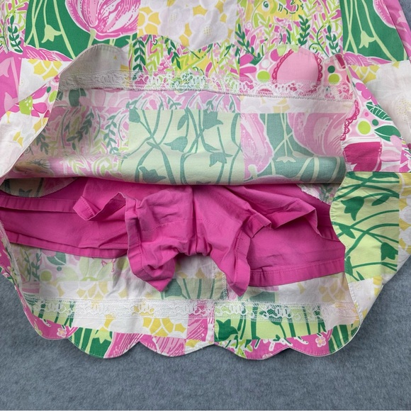 Vintage Lilly Pulitzer Skort Womens SZ 6 Scallop Hem Pink Green Patchwork Floral - Picture 4 of 16